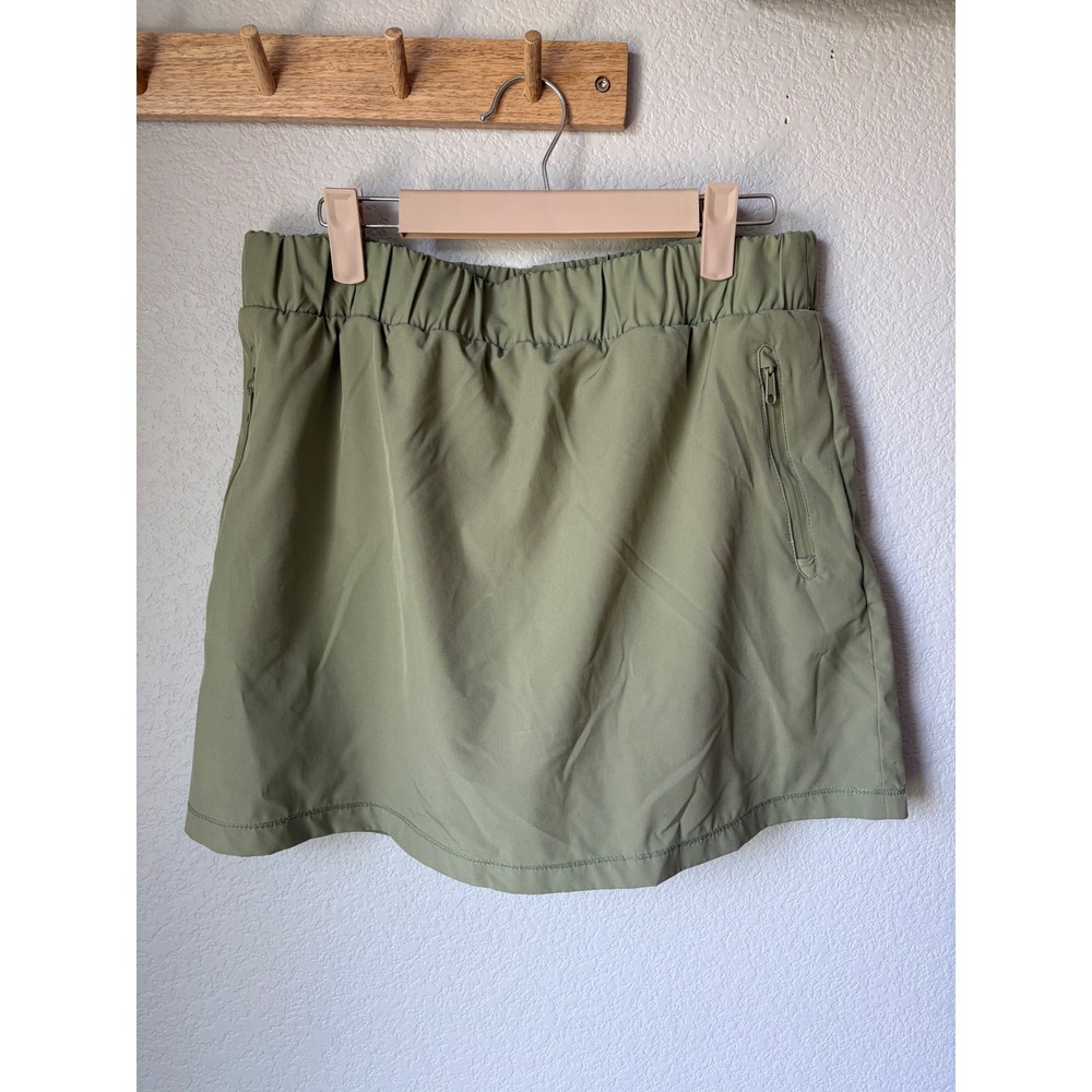 Telluride Clothing Co Green Athletic Skort Elastic Waist Zip Pocket